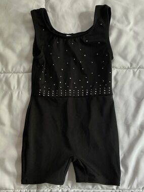 Cat & Jack Black Girls' Sparkle Gymnastics One-Piece